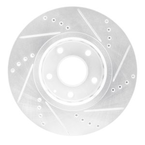 Mazda CX-5 Brake Rotor (1) - Front Left - R1 Concepts - Drilled & Slotted - Silver - `16-`25